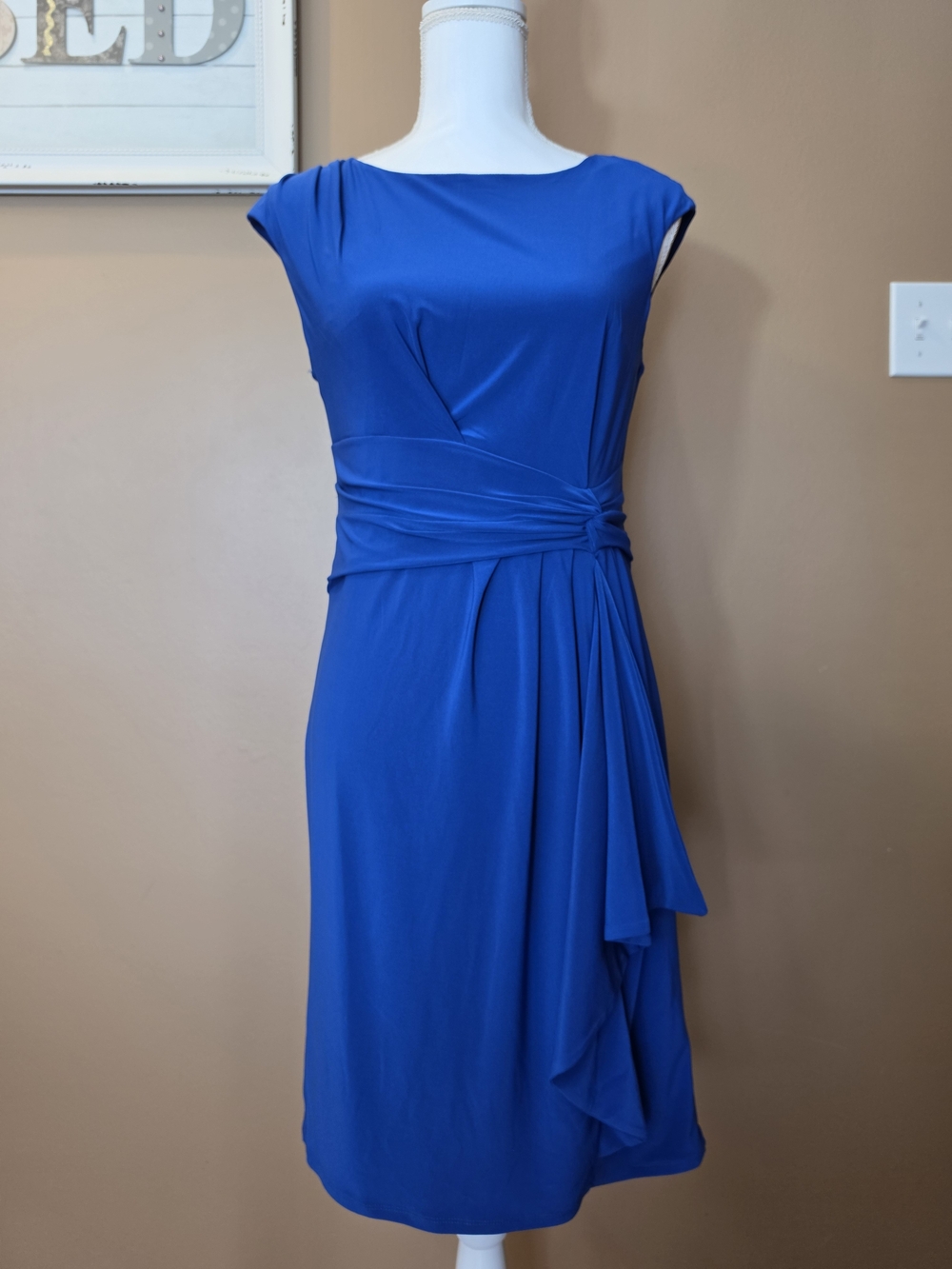 Cato Royal Blue Cap-Sleeve Wrap Detail Midi Dress Size:S